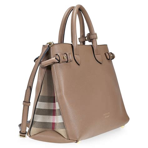 burberry banner medium leather tote dark sand